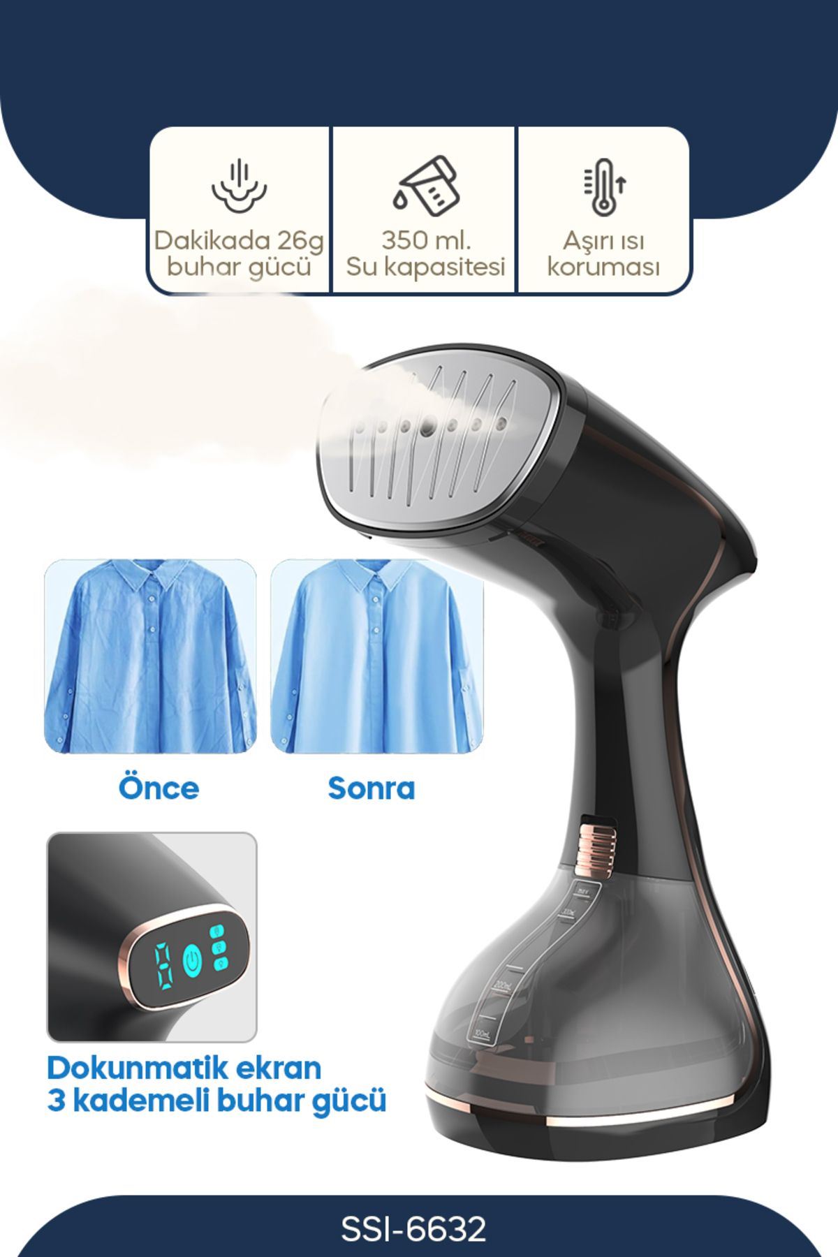 Sinbo SSI-6632 Dikey Buharlı Ütü 1640W Rose