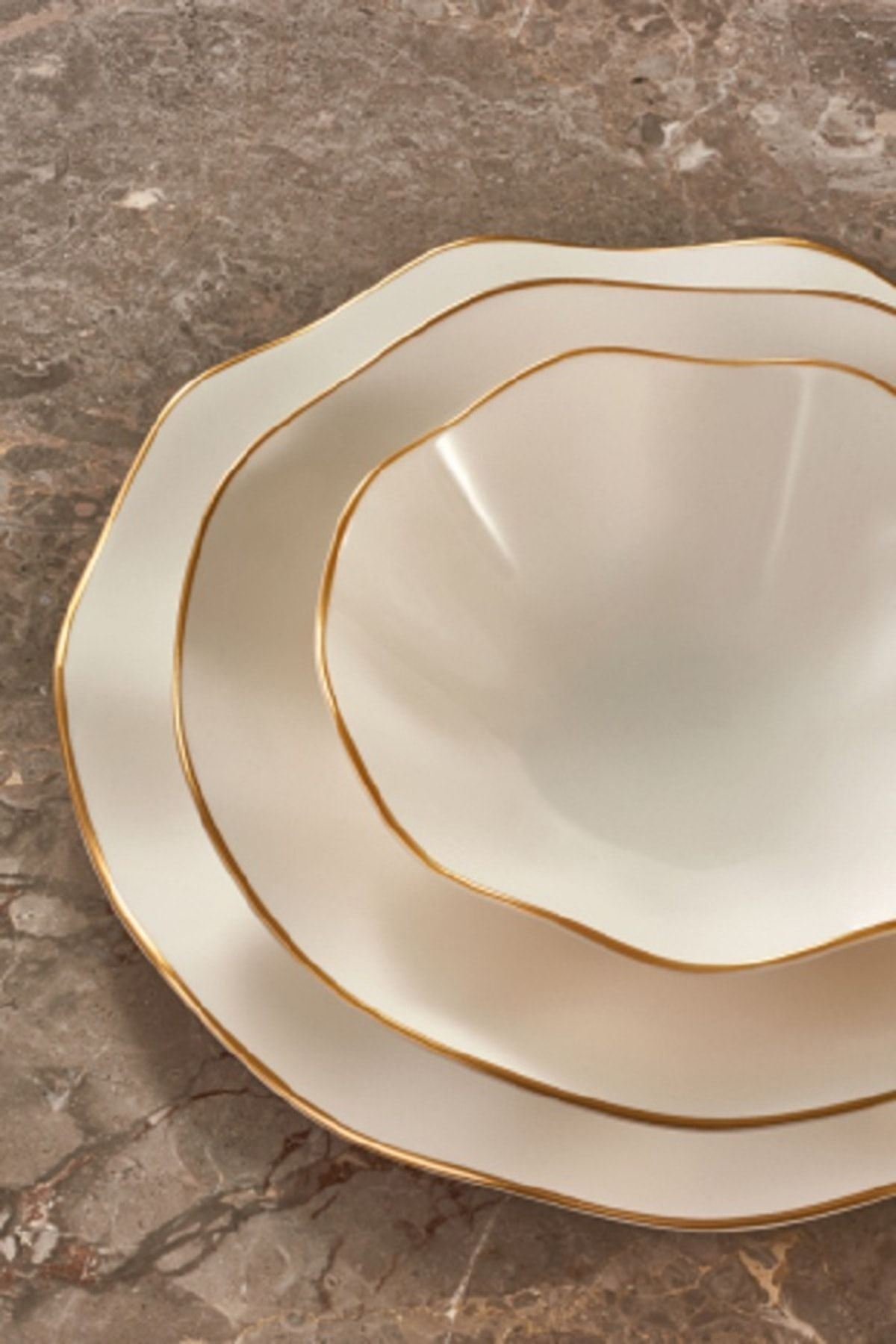 Güral Nesrin Mat Gold 24 Parça Yemek Takımı