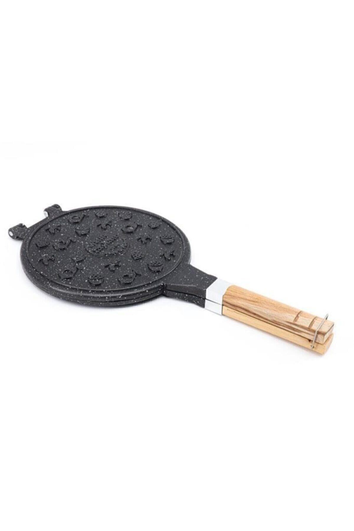 Taşhan Döküm Waffle Tavası Ahşap Kulplu Siyah