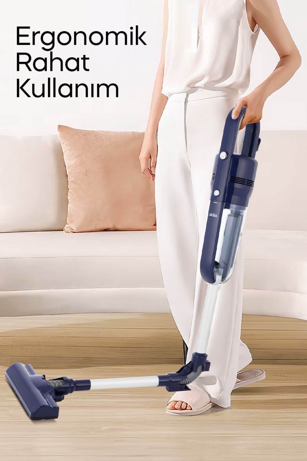 Sinbo SVC-8625 Dikey Elektrikli Süpürge Katlanır Borulu, El Süpürgesi, 800 ml Toz Hazneli