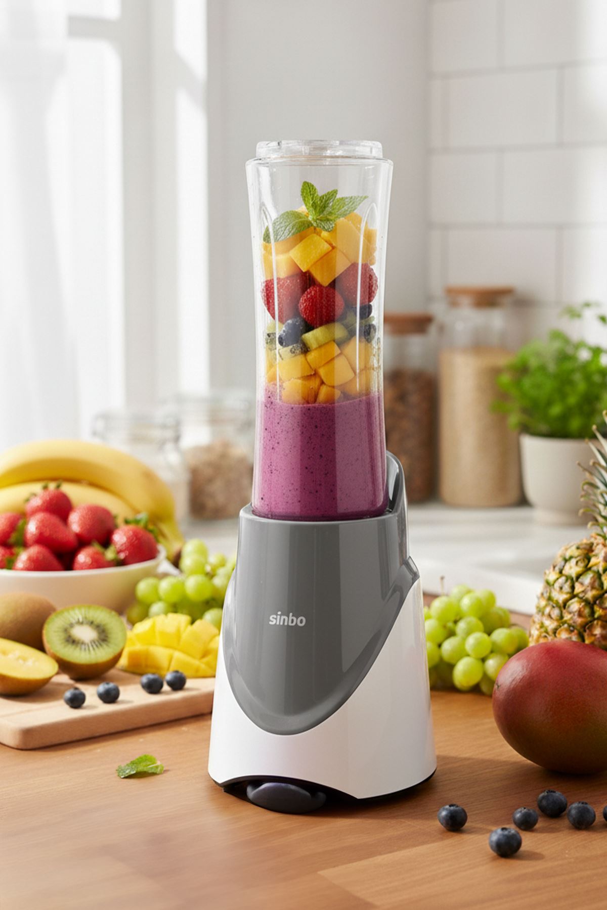 Sinbo SHB-7508 300W Smoothie Blender |Paslanmaz Çelik Bıçaklı, 570 ml Şişe