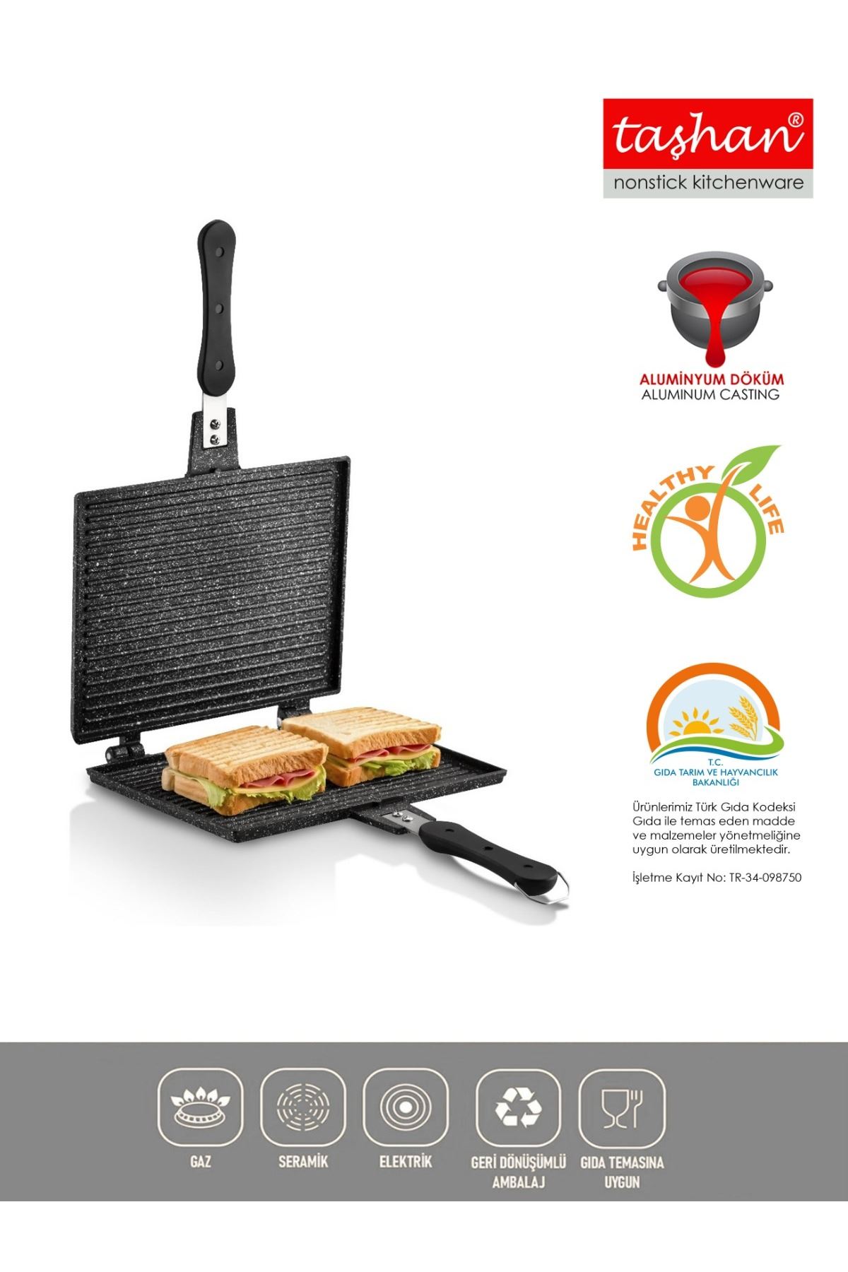 Ocak Üstü Maksi Döküm Tost Makinesi Maksi Lüks Tost
