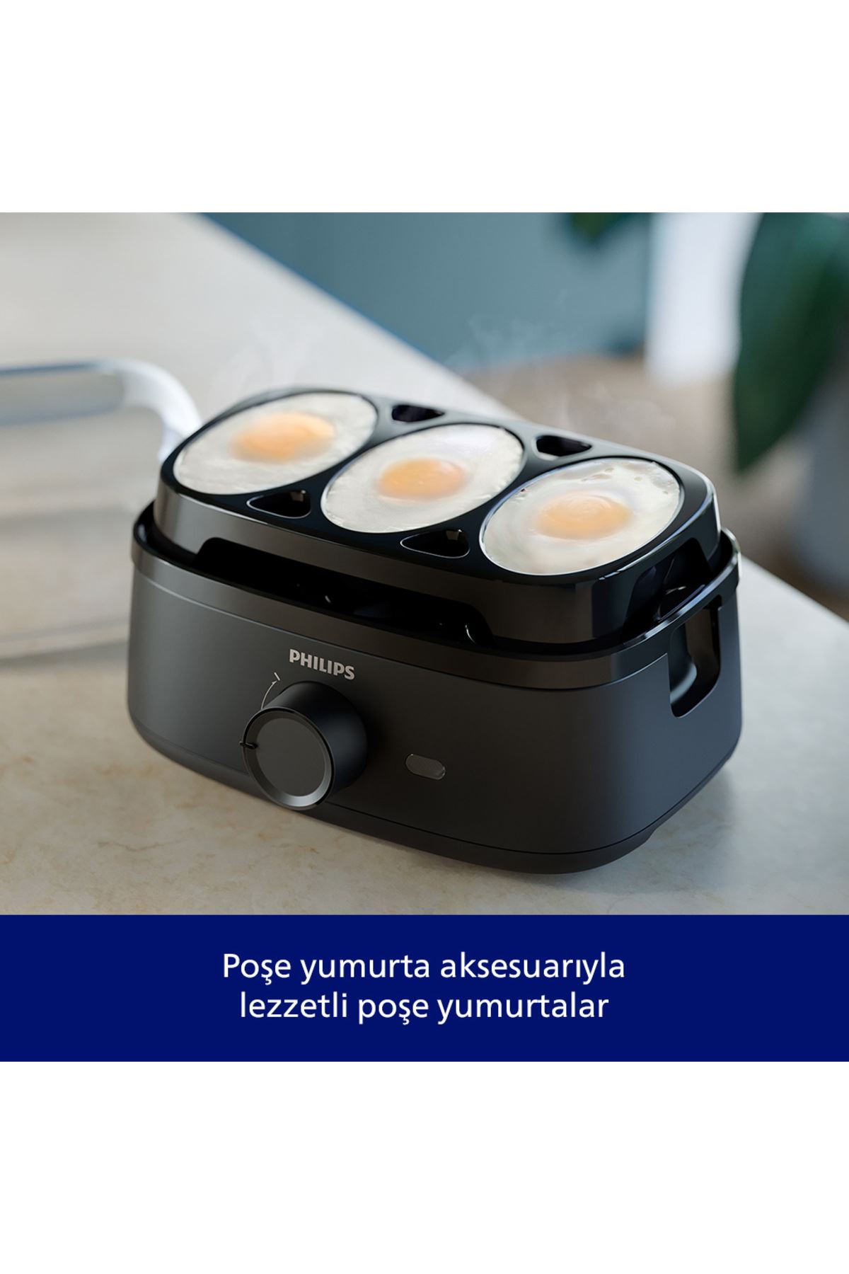 3000 Serisi Yumurta Pişirici Farklı Pişirme Kademesi, Aile Boyutu, 400 W Güç, Siyah Renk, HD9137/90