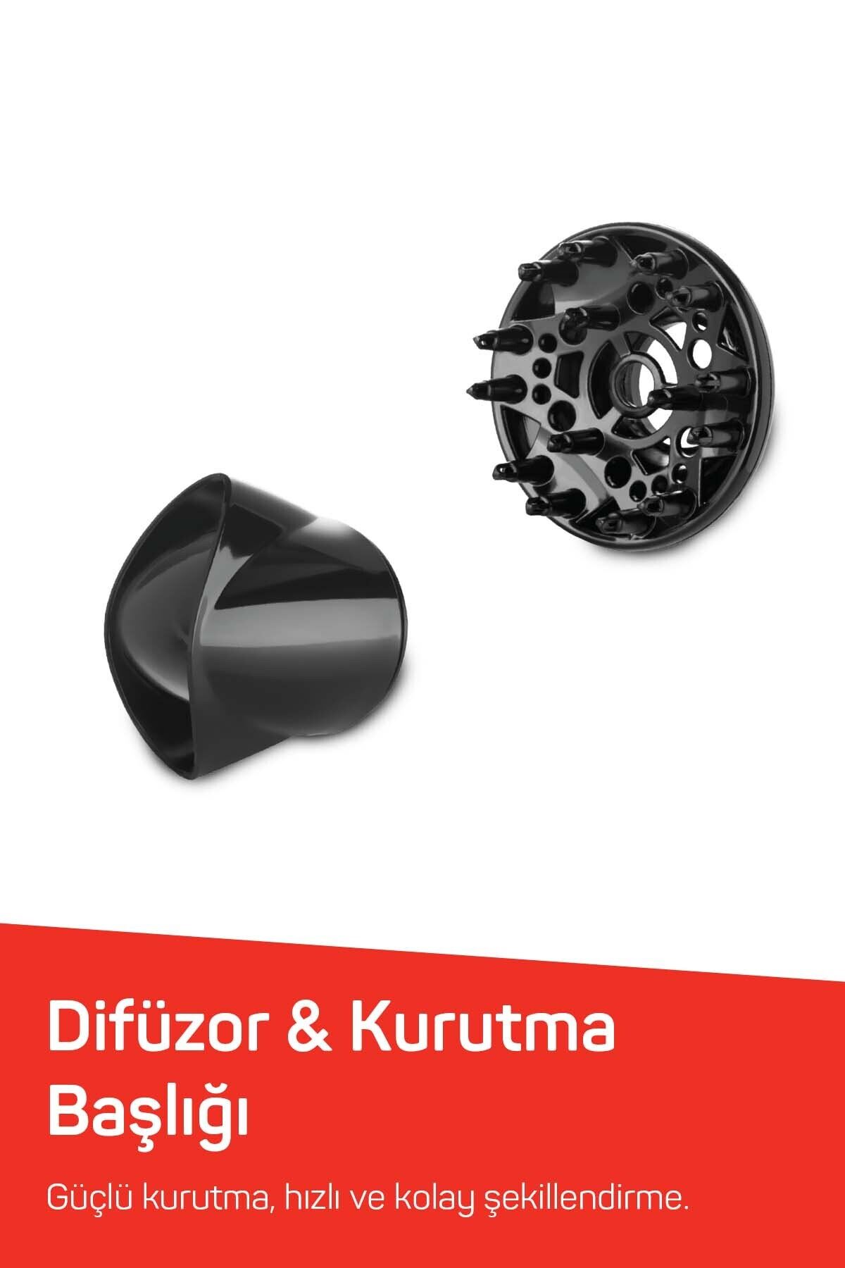AR569 Linda Saç Kurutma Makinesi 2 Hız Ayarı, Soğuk Hava ve Difüzör, 2000W, Siyah