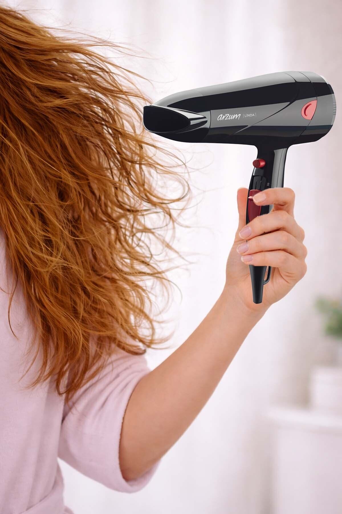 AR569 Linda Saç Kurutma Makinesi 2 Hız Ayarı, Soğuk Hava ve Difüzör, 2000W, Siyah