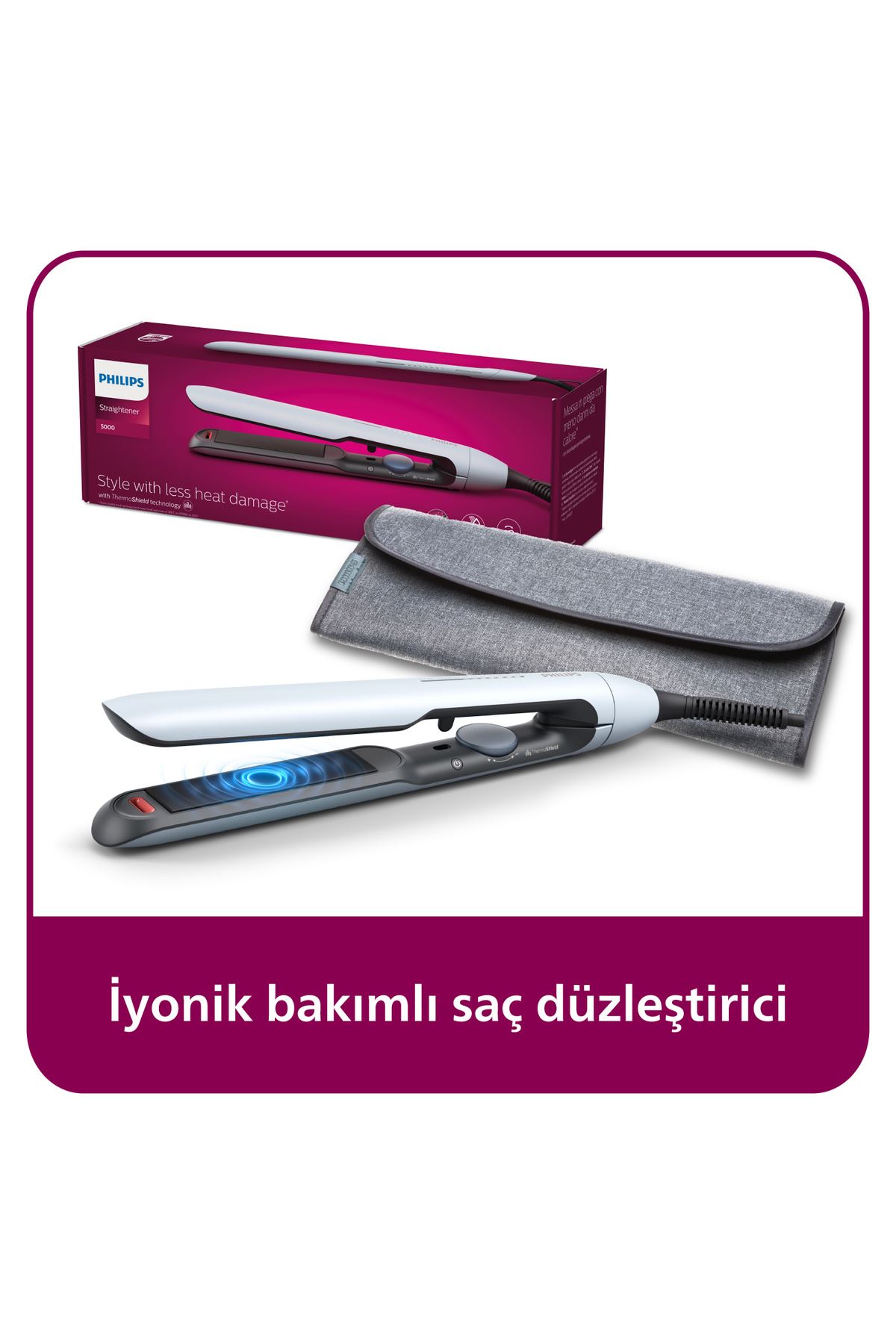 5000 Serisi Saç Düzleştirici, Argan Yağı Katkılı, ThermoProtect Teknolojisi, BHS520/00