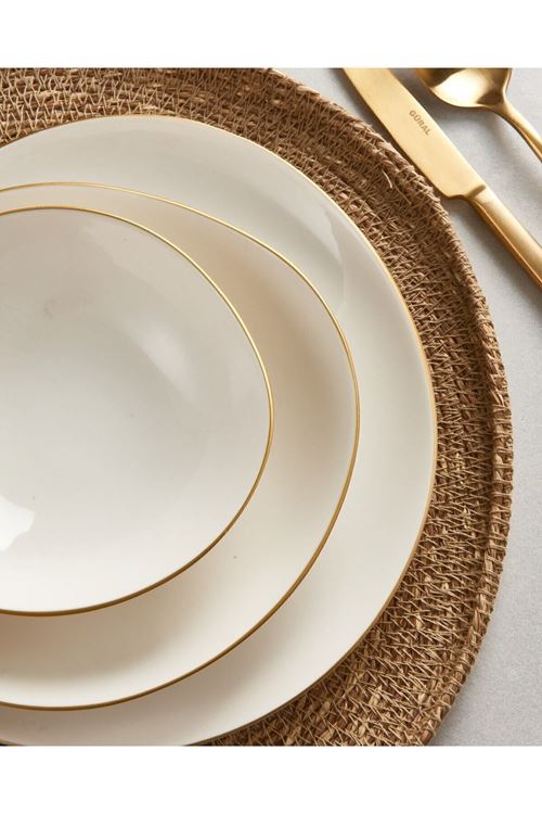 Asimetrik Roden 24 Parça 6 Kişilik Yemek Takımı Gold File