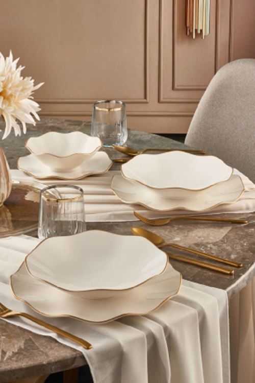 Güral Nesrin Mat Gold 24 Parça Yemek Takımı
