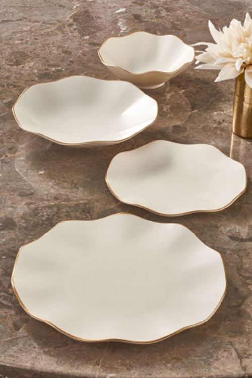 24 Parça Nesrin Mat Gold Yemek Takımı Nes24y430gd