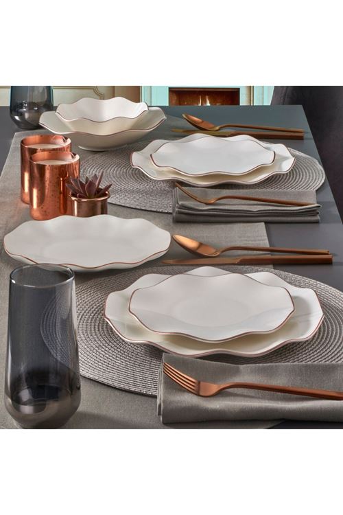 Nesrin 26 Parça 6 Kişilik Bone Yemek Takımı - Copper Bakır