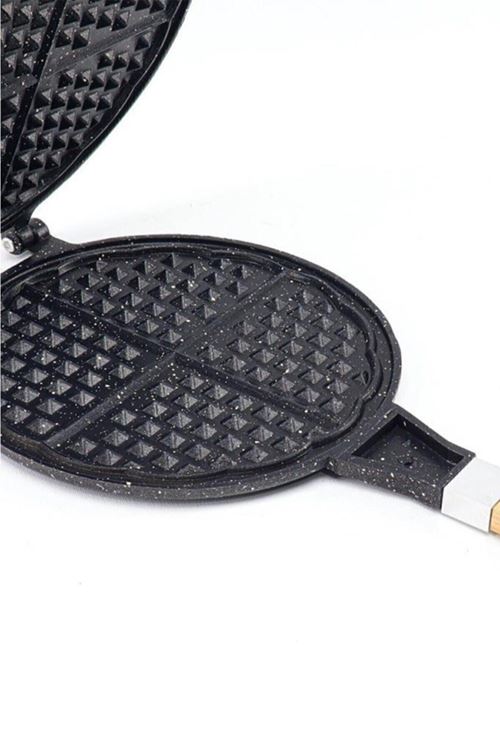 Döküm Waffle Tavası Ahşap Kulp Siyah