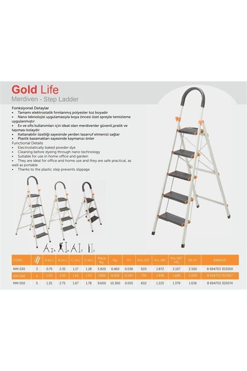 4 Basamaklı Gold Life Merdiven