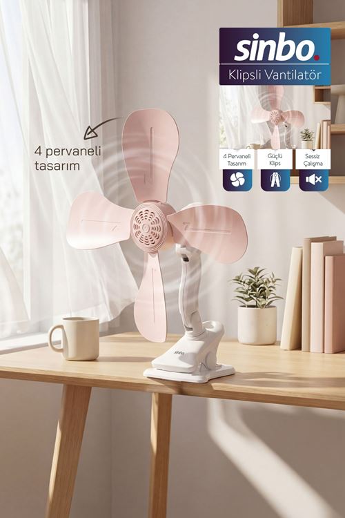 Sinbo SF-7706 Klipsli Vantilatör 10W Taşınabilir Mini Fan Sessiz Masa Tipi Fan
