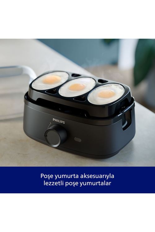 3000 Serisi Yumurta Pişirici Farklı Pişirme Kademesi, Aile Boyutu, 400 W Güç, Siyah Renk, HD9137/90